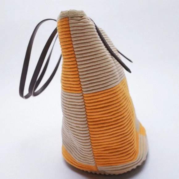 Zara 2 Piece Orange Fabric Shoulder Bag - Picture 4 of 7